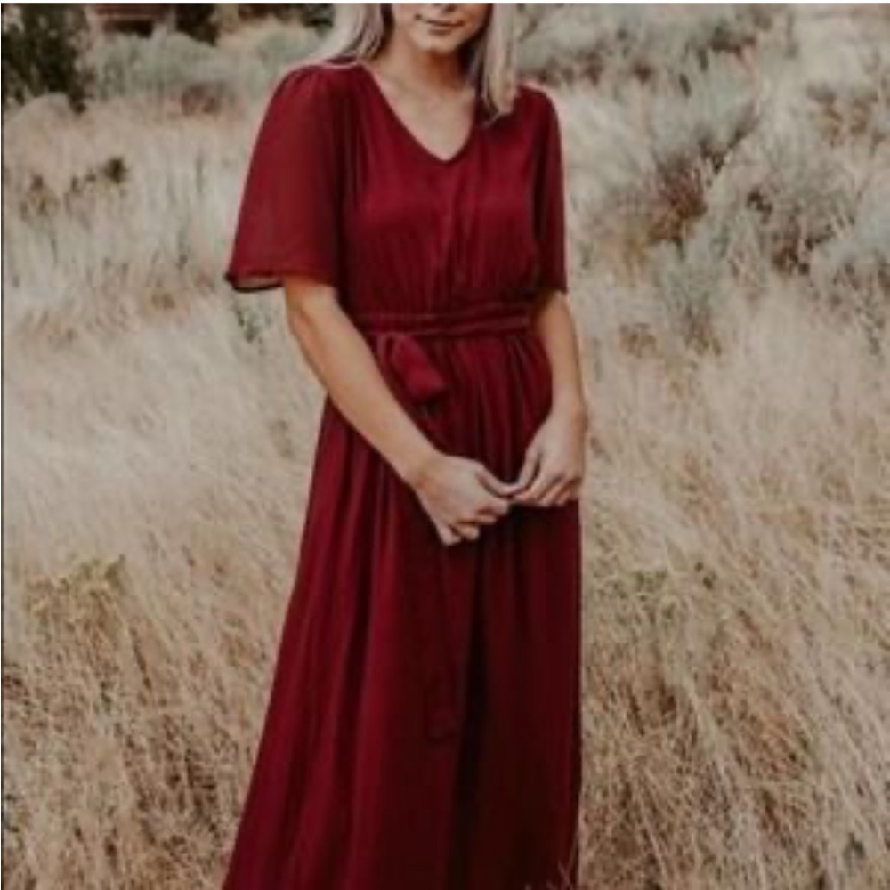 Worn Once! Orange Creek burgundy formal full length dress. Size large.